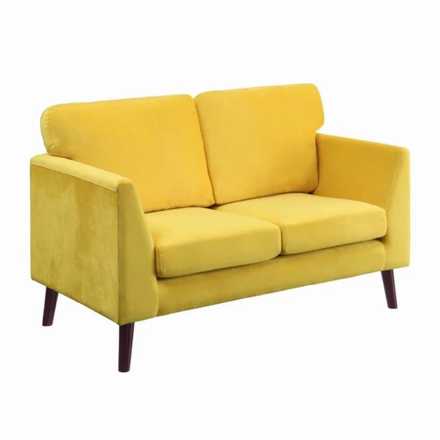 Sofas & Sectionals * | Domain Industries Inc. Lexicon Tolley Velvet Loveseat In Yellow