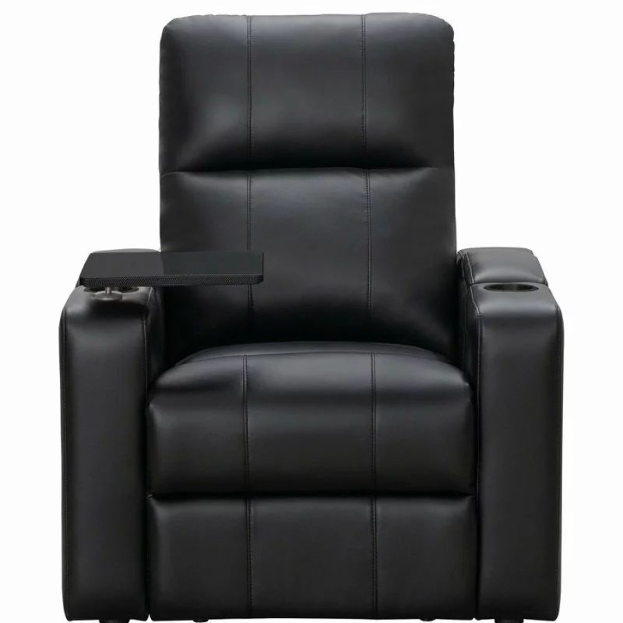 Chairs * | Abbyson Living Reynolds Power Recliner With Table, Black