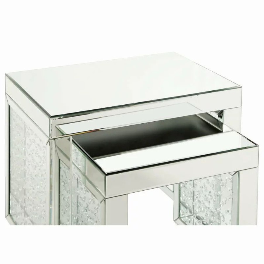 Coffee & Accent Tables * | Acme Furniture Nysa Accent Table, Mirrored And Faux Crystals Inlay