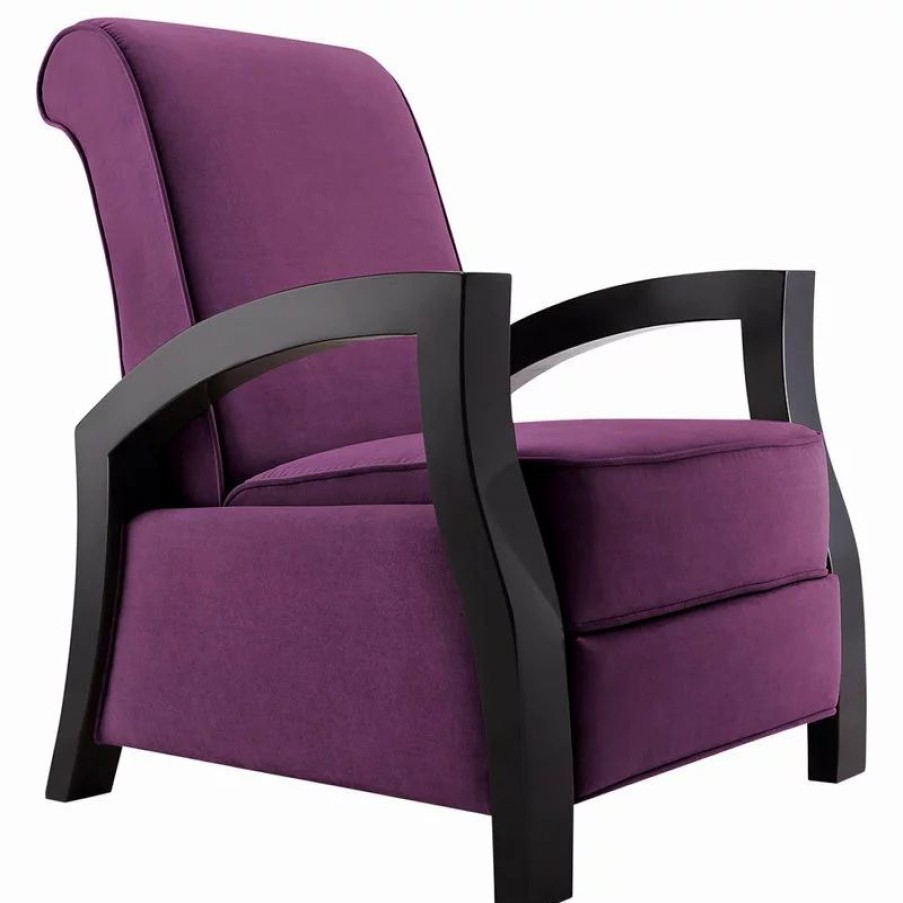 Chairs * | Artiva Usa Wood Java Black Premium Microvelvet Recliner, Purple