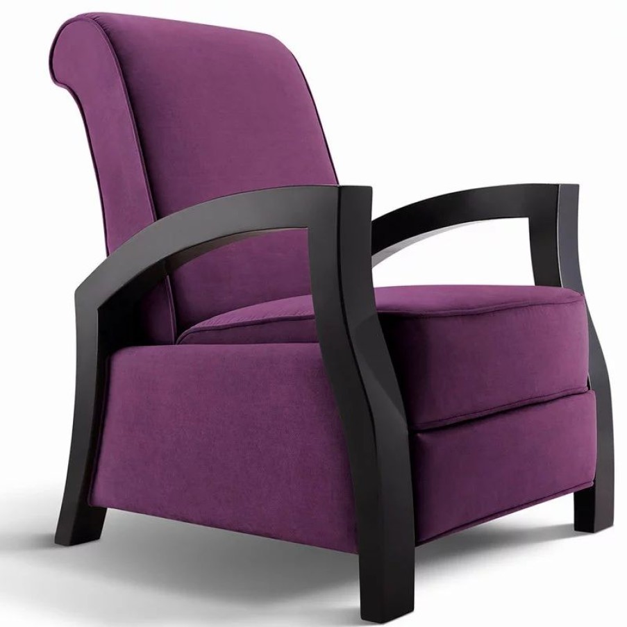 Chairs * | Artiva Usa Wood Java Black Premium Microvelvet Recliner, Purple