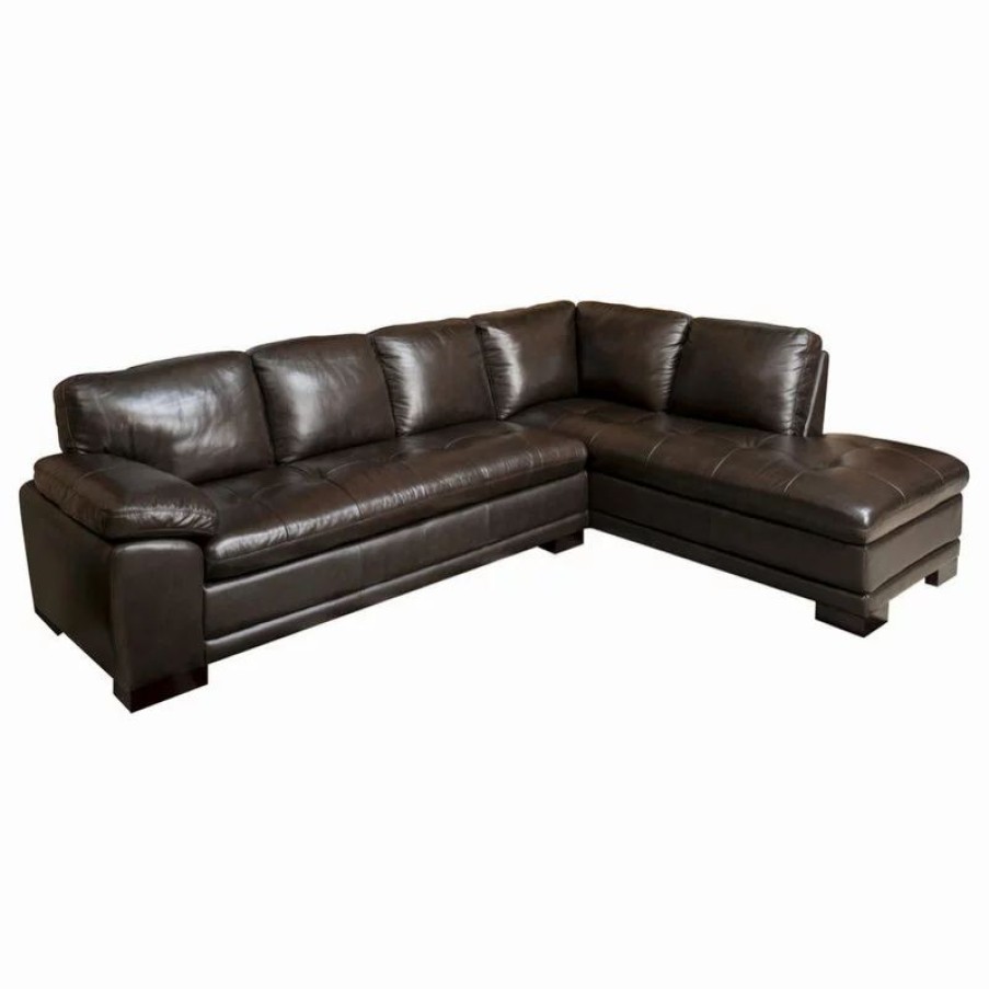 Sofas & Sectionals * | Abbyson Living Devonshire Leather Sectional Sofa, Brown