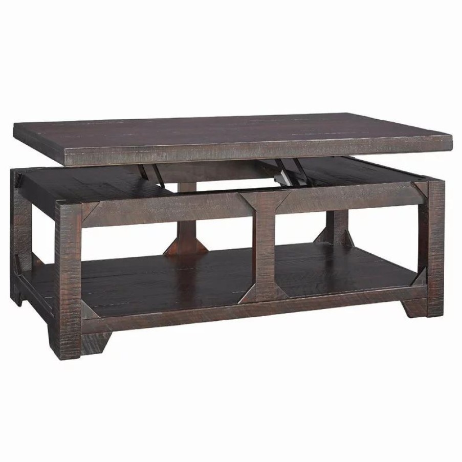 Coffee & Accent Tables * | Ashley Furniture Industries Rogness Casual Rustic Brown Lift Top Cocktail Table