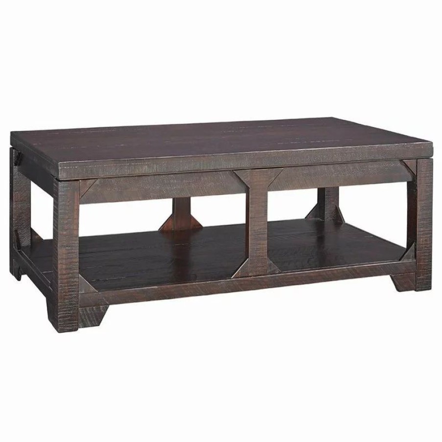 Coffee & Accent Tables * | Ashley Furniture Industries Rogness Casual Rustic Brown Lift Top Cocktail Table