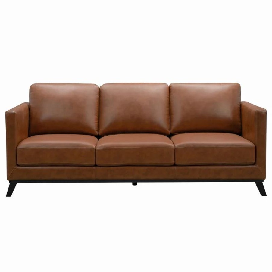 Sofas & Sectionals * | Abbyson Living Sullivan Mid-Century Top Grain Leather Sofa, Camel