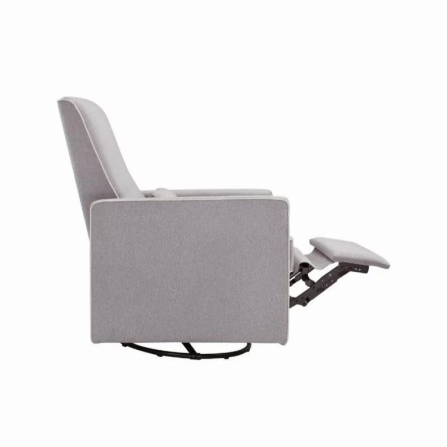 Chairs * | Davinci Piper Recliner And Swivel Glider In Gray With Cream Piping