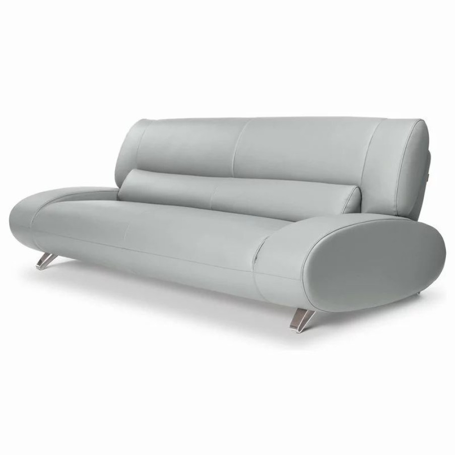 Sofas & Sectionals * | Zuri Furniture Modern Aspen Light Grey Microfiber Leather Sofa