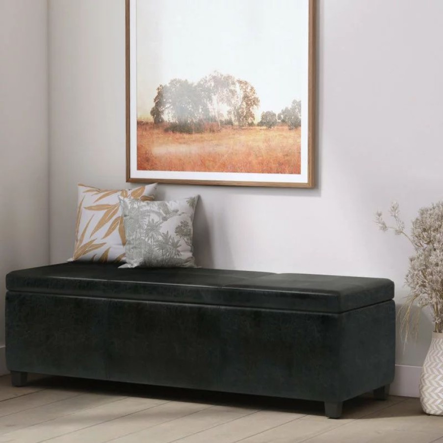 Footstools & Ottomans * | Simpli Home Ltd. Avalon Extra Large Storage Ottoman Bench