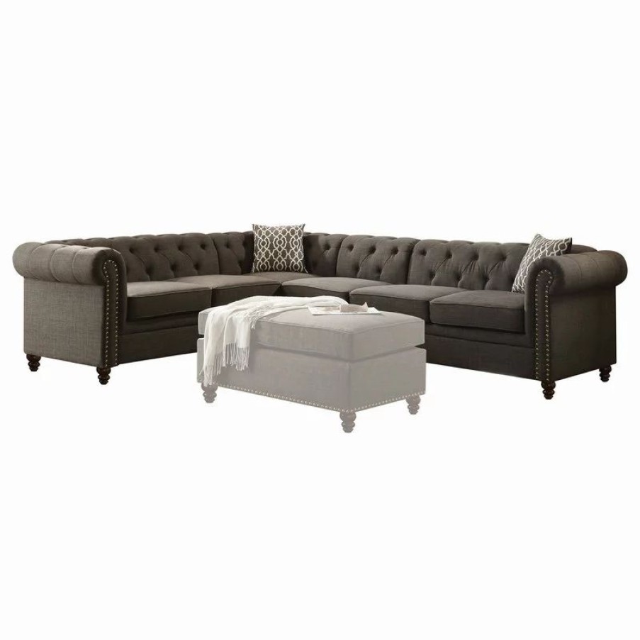 Sofas & Sectionals * | Acme Furniture Aurelia Ii Sectional Sofa, Charcoal Linen