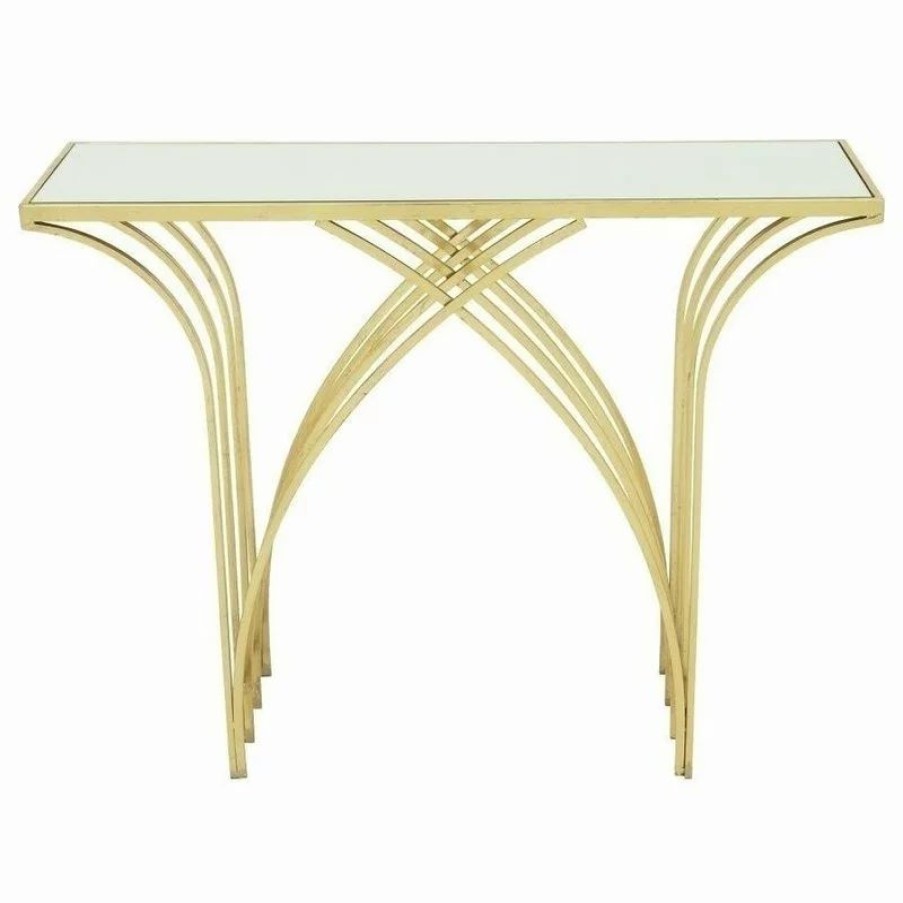 Console Tables * | Brimfield & May Modern Gold Metal Console Table 65550