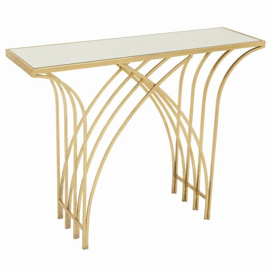 Console Tables * | Brimfield & May Modern Gold Metal Console Table 65550