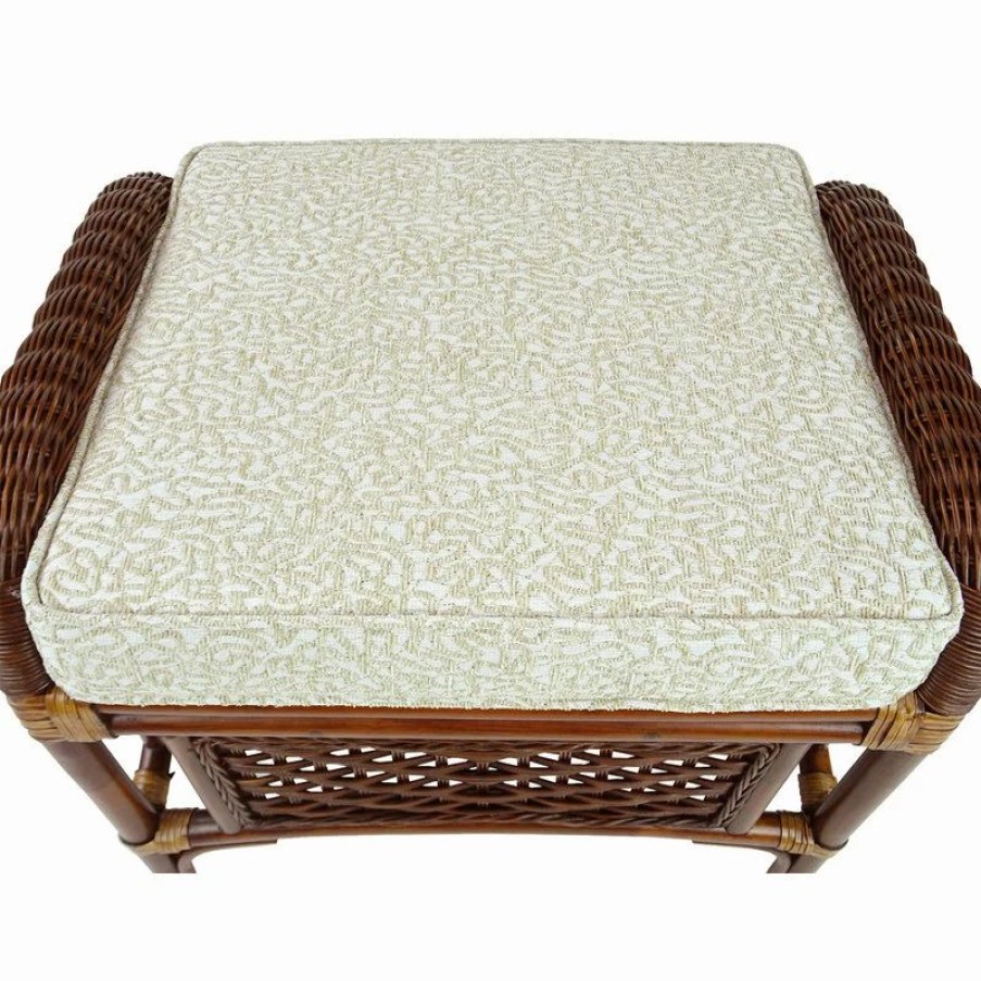 Footstools & Ottomans * | Sk New Interiors Alexa Ottoman With Cushion, Natural Wicker, Dark Walnut