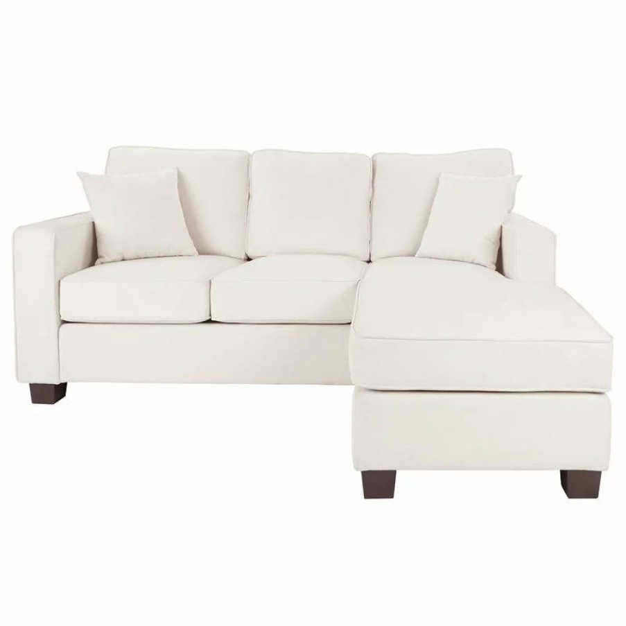 Sofas & Sectionals * | Office Star Products Russell Sectional With Pillows And Coffeeed Legs, Ivory