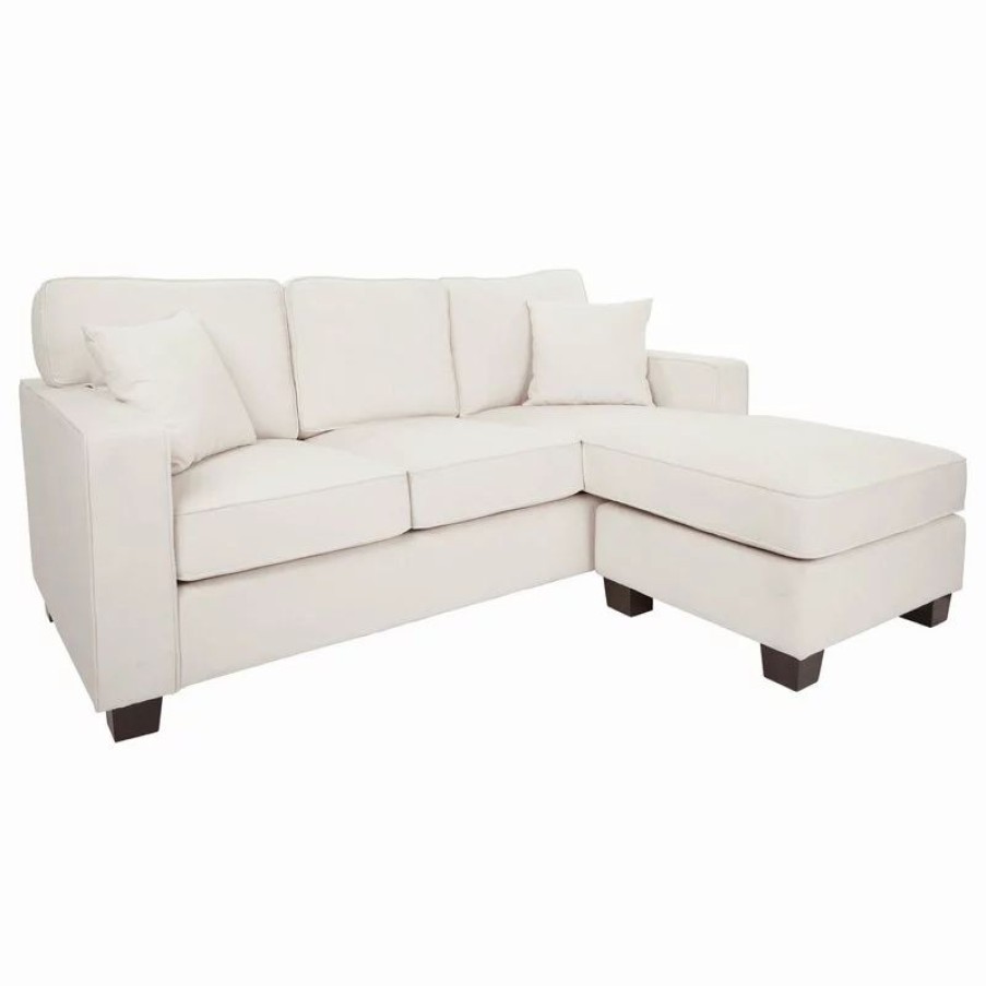 Sofas & Sectionals * | Office Star Products Russell Sectional With Pillows And Coffeeed Legs, Ivory