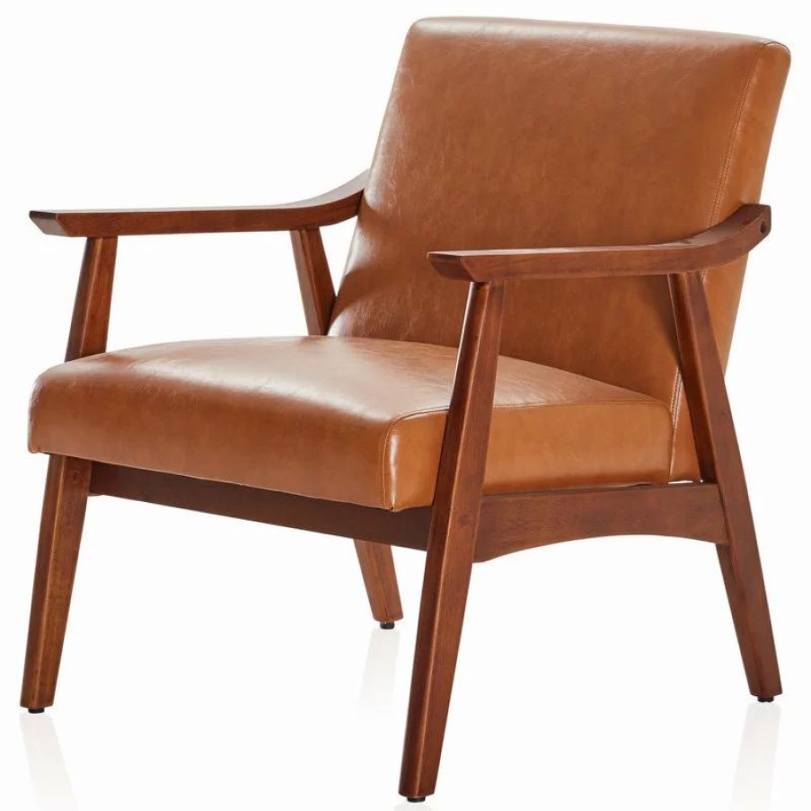 Chairs * | Belleze Accent Chair Living Room Upholstered Armchair, Brown