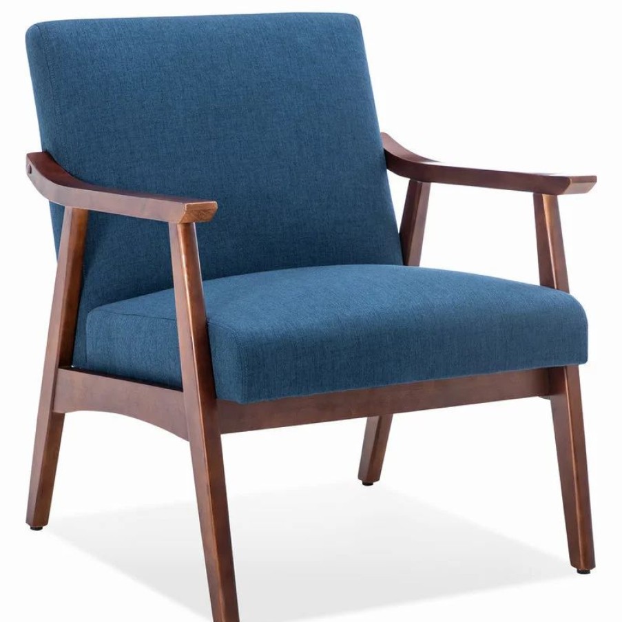 Chairs * | Belleze Accent Chair Living Room Upholstered Armchair, Navy Blue