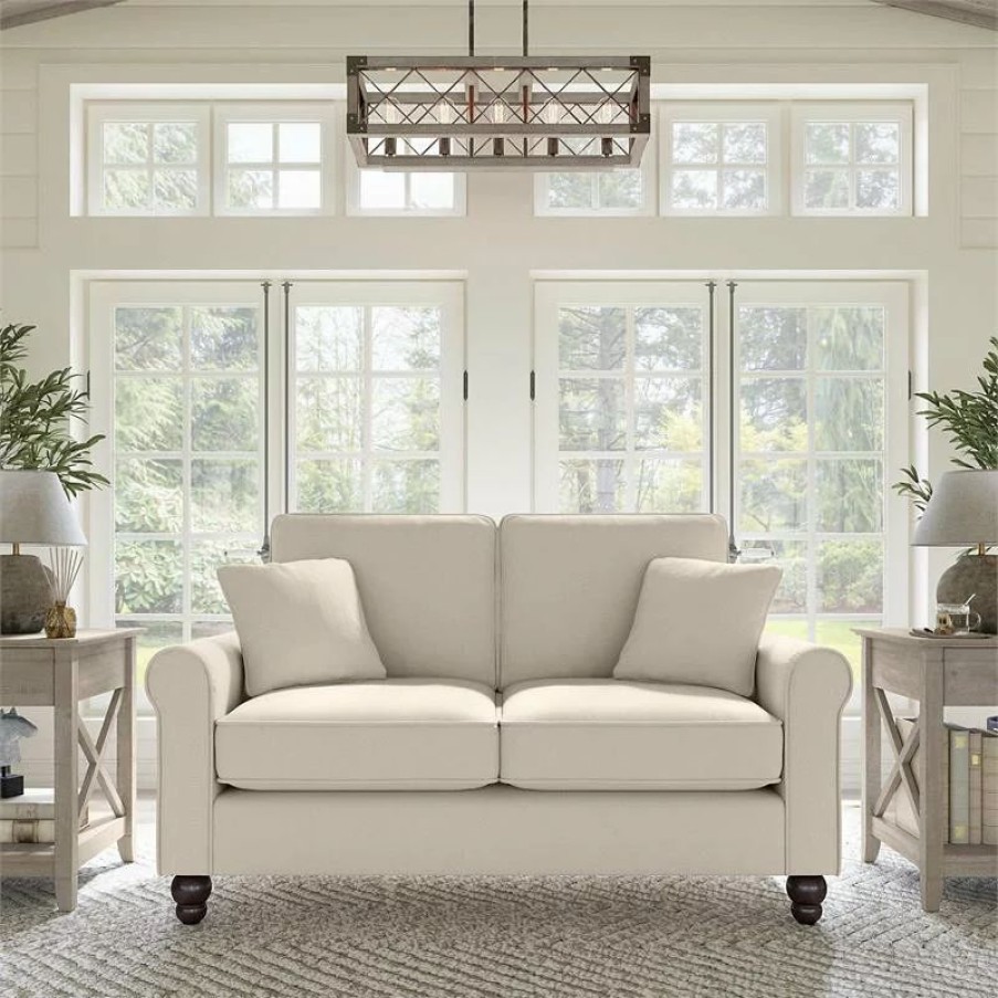 Sofas & Sectionals * | Bush Business Furniture Hudson 61W Loveseat In Cream Herringbone Fabric