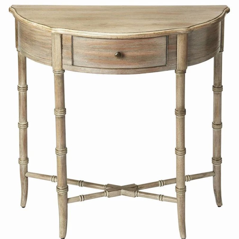 Console Tables * | Butler Specialty Company Butler Skilling Driftwood Demilune Console Table, Gray