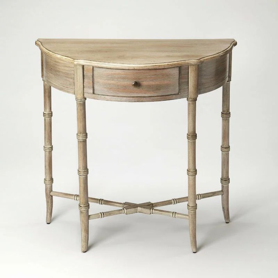 Console Tables * | Butler Specialty Company Butler Skilling Driftwood Demilune Console Table, Gray