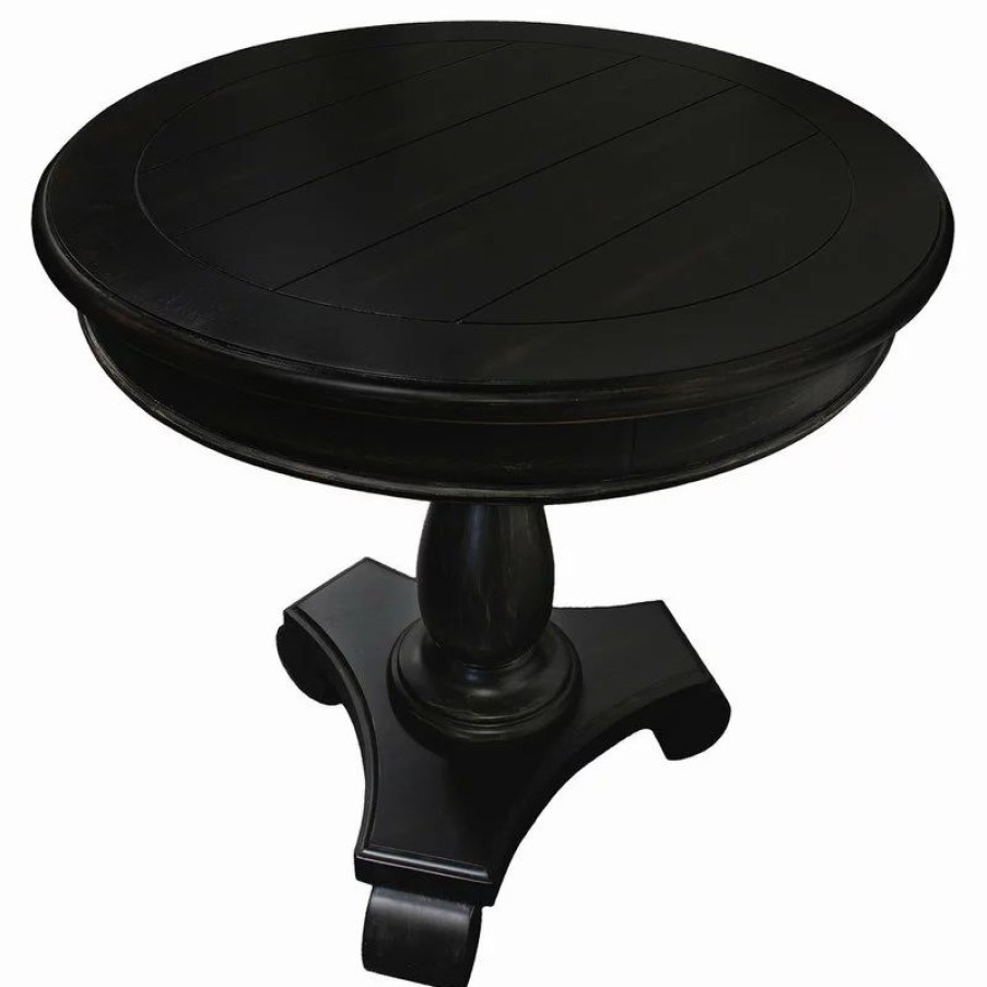 Coffee & Accent Tables * | Best Master Furniture Transitional Antique Living Room Round End Table, Antique Black