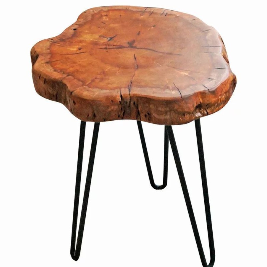 Coffee & Accent Tables * | Welland Industries Llc Unique Shape Natural Wood Stump Rustic Surface Side Table, 16