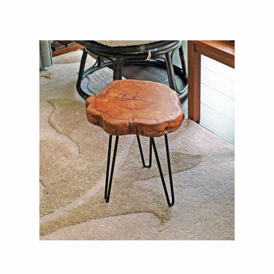 Coffee & Accent Tables * | Welland Industries Llc Unique Shape Natural Wood Stump Rustic Surface Side Table, 16