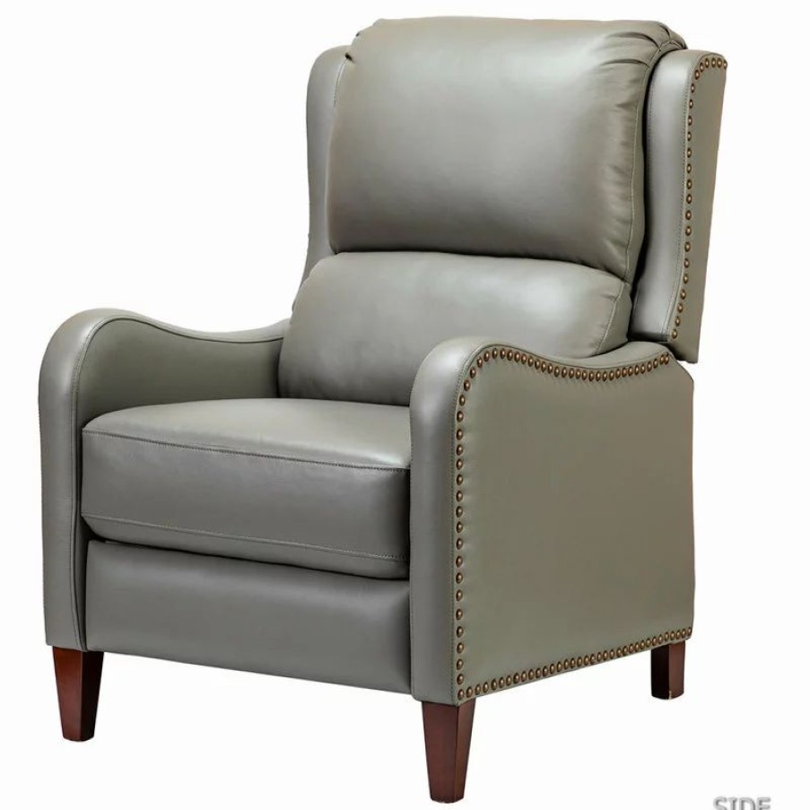 Chairs * | Karat Home Genuine Leather Cigar Recliner With Wingback, Dove