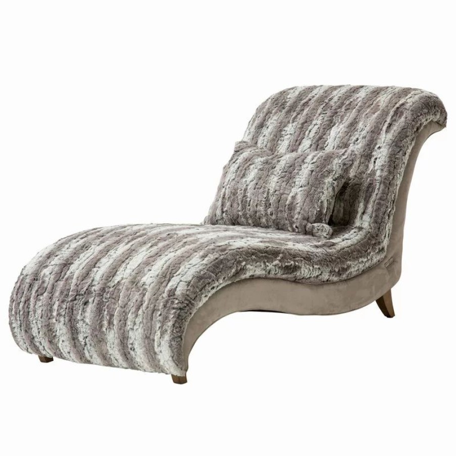 Chairs * | Michael Amini Romance Armless Chaise, Moondust And Boardwalk