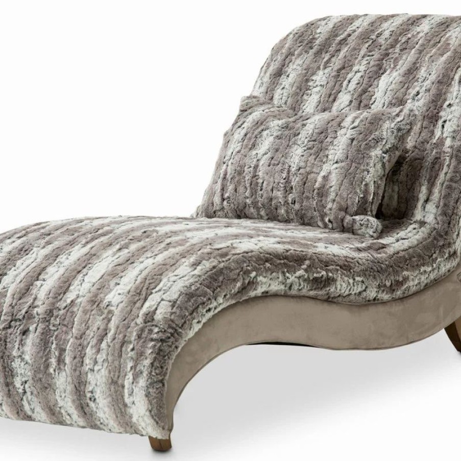 Chairs * | Michael Amini Romance Armless Chaise, Moondust And Boardwalk