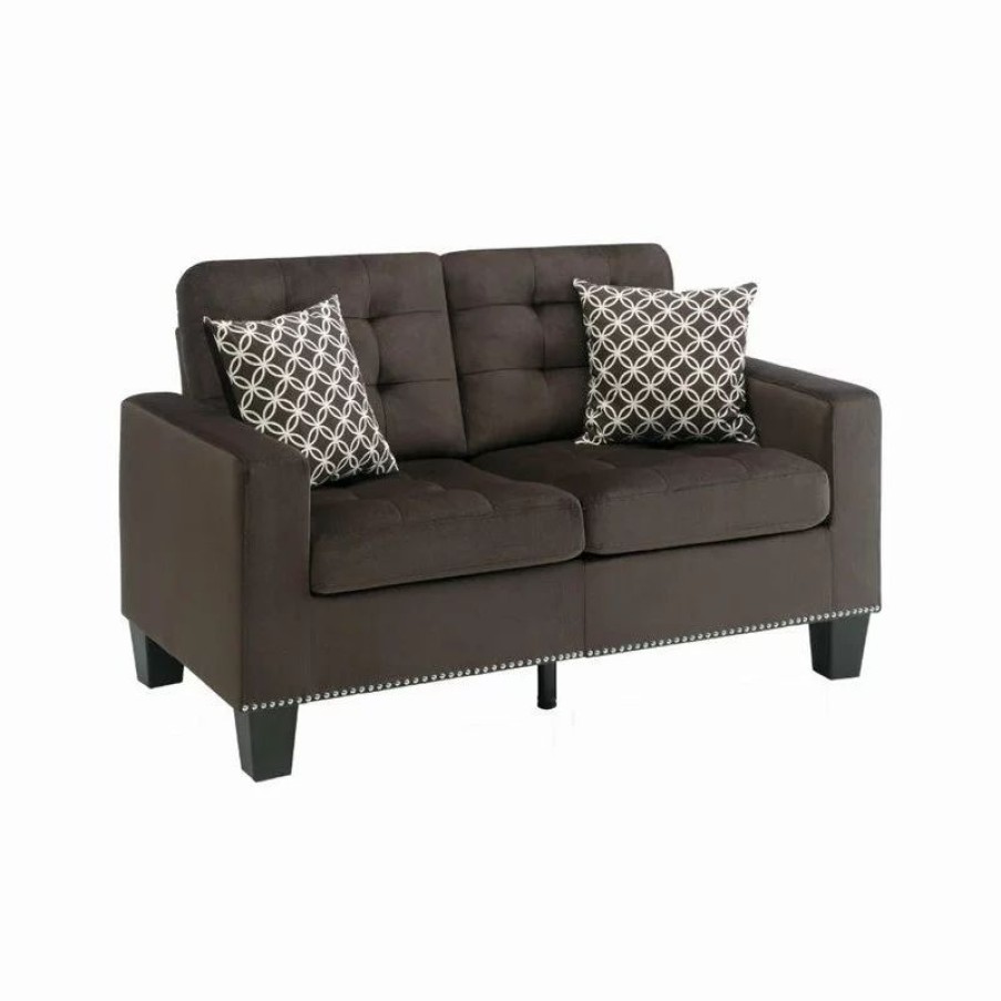 Sofas & Sectionals * | Domain Industries Inc. Lexicon Lantana Tufted Microfiber Loveseat In Chocolate