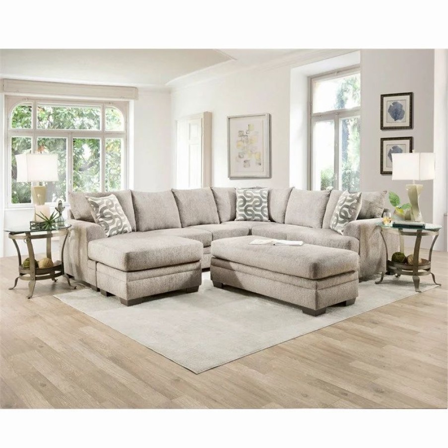 Sofas & Sectionals * | Behold Home Franklin 2-Piece Sectional With Accent Pillows In Cream