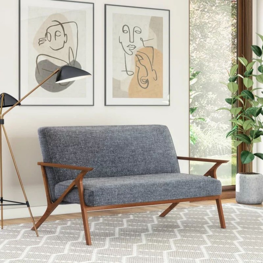 Sofas & Sectionals * | Vig Furniture Inc. Modrest Candea Mid-Century Walnut And Gray Loveseat