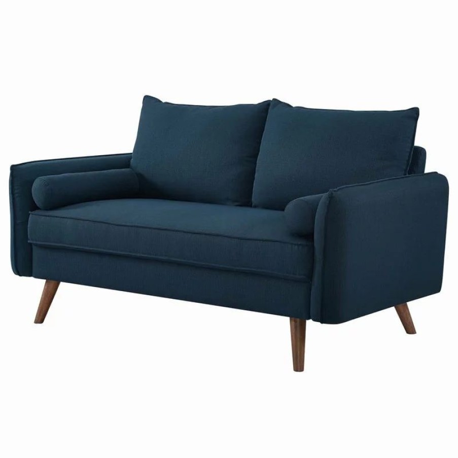 Sofas & Sectionals * | America Luxury Modern Contemporary Urban Living Loveseat Sofa, Navy Blue