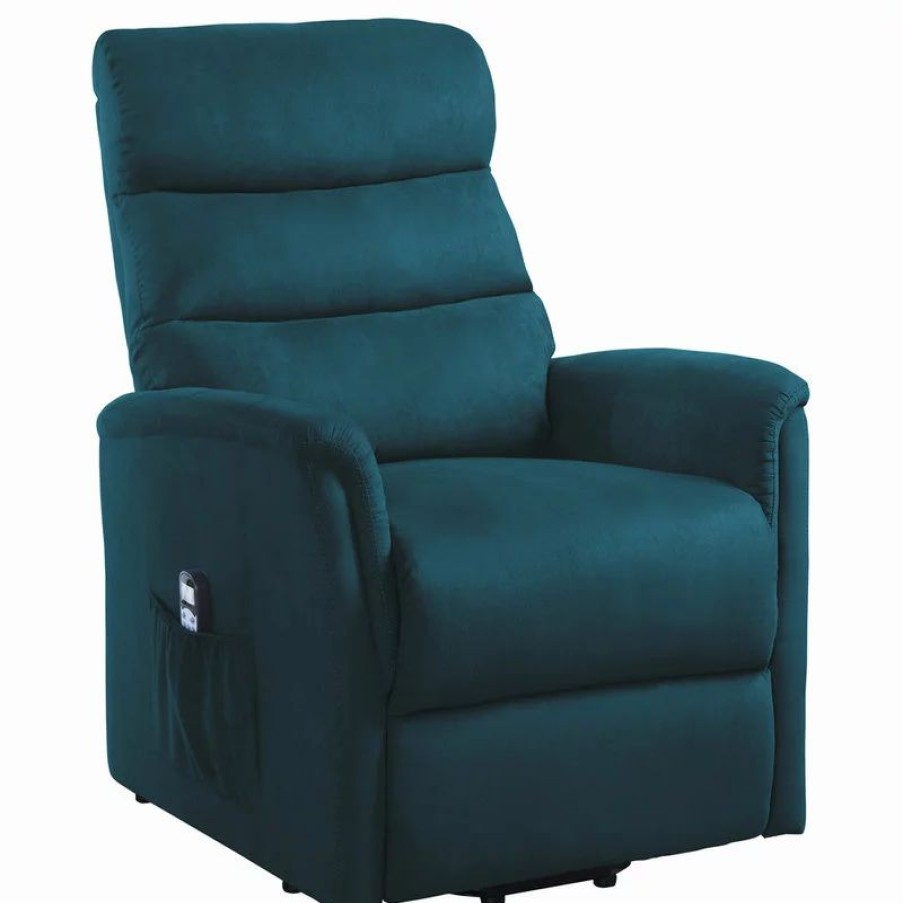 Chairs * | Lexicon Home Laurelton Power Lift Recliner, With Massage And Heat, Blue