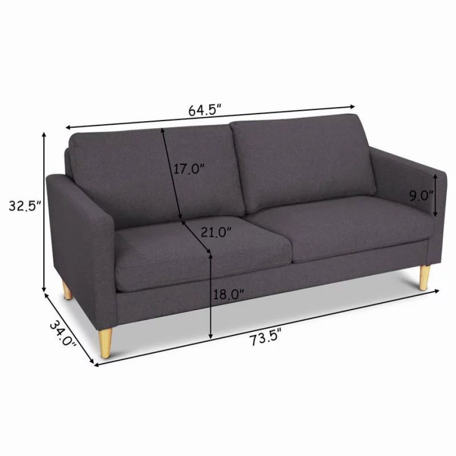 Sofas & Sectionals * | Costway Modern Fabric Couch Sofa Love Seat Upholstered Bed Lounge 2-Seater New