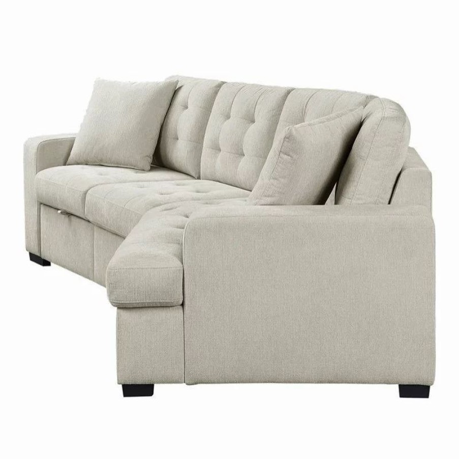 Sofas & Sectionals * | Domain Industries Inc. Lexicon Logansport 2-Piece Contemporary Fabric Sectional Set In Beige