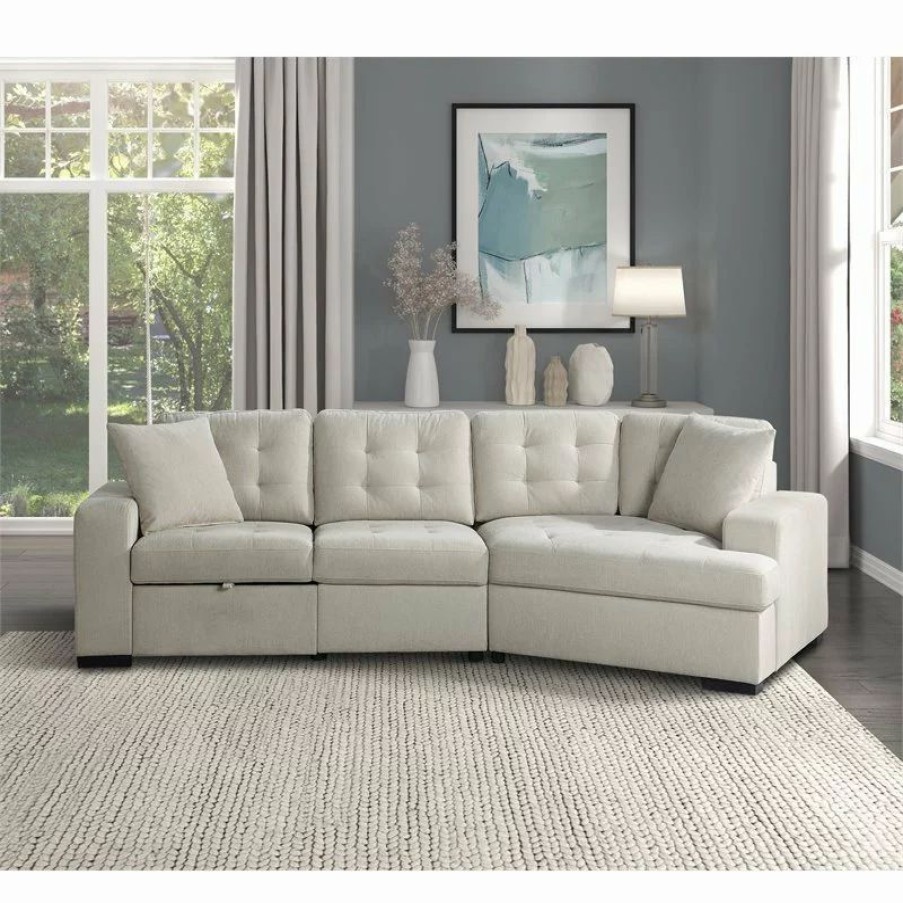 Sofas & Sectionals * | Domain Industries Inc. Lexicon Logansport 2-Piece Contemporary Fabric Sectional Set In Beige