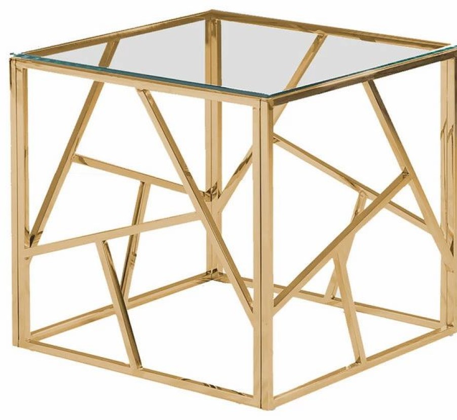 Coffee & Accent Tables * | Best Master Furniture Best Master Morganna Stainless Steel Living Room End Table In Gold