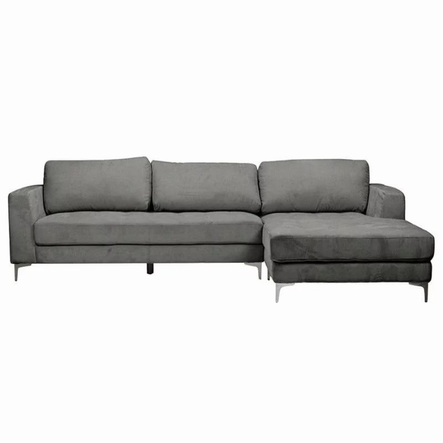 Sofas & Sectionals * | Baxton Studio Agnew Contemporary Microfiber Right Facing Sectional Sofa, Gray