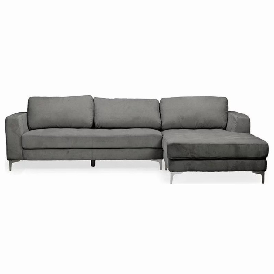 Sofas & Sectionals * | Baxton Studio Agnew Contemporary Microfiber Right Facing Sectional Sofa, Gray