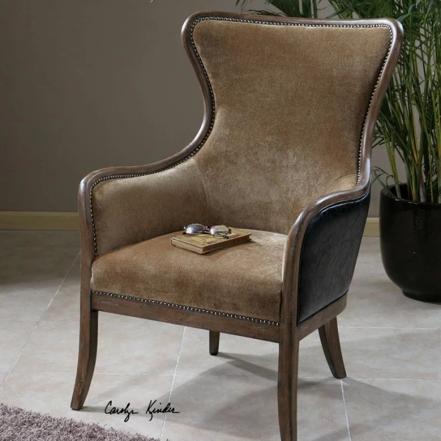 Chairs * | Uttermost Snowden Tan Wing Chair