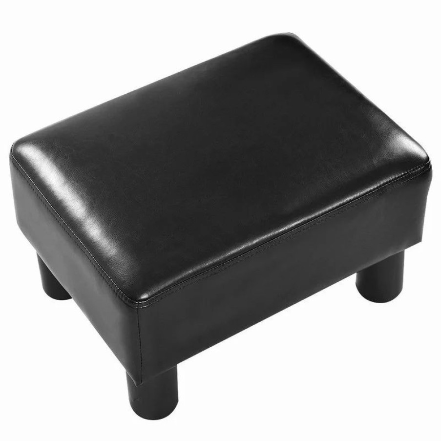 Footstools & Ottomans * | Costway Small Ottoman Footrest Pu Leather Footstool Rectangular Seat Stool