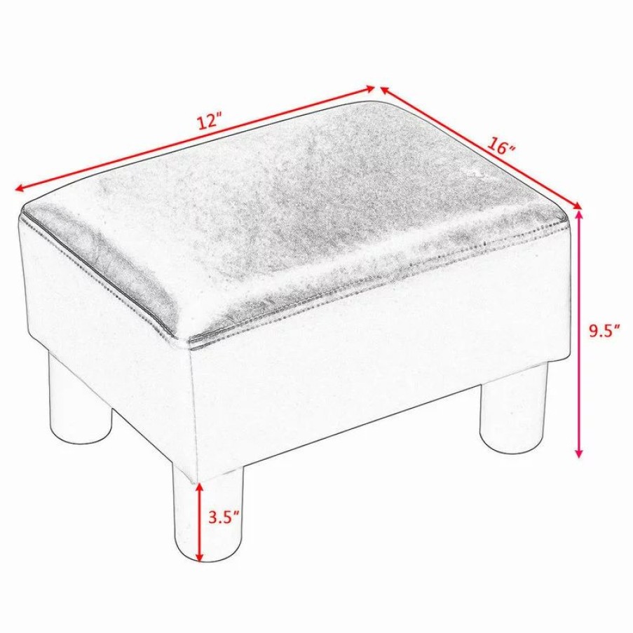 Footstools & Ottomans * | Costway Small Ottoman Footrest Pu Leather Footstool Rectangular Seat Stool