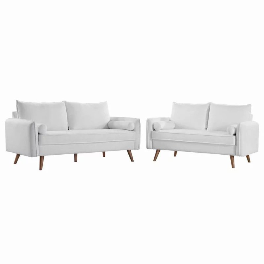 Sofas & Sectionals * | Lexmod Revive Upholstered Fabric Sofa And Loveseat Set White