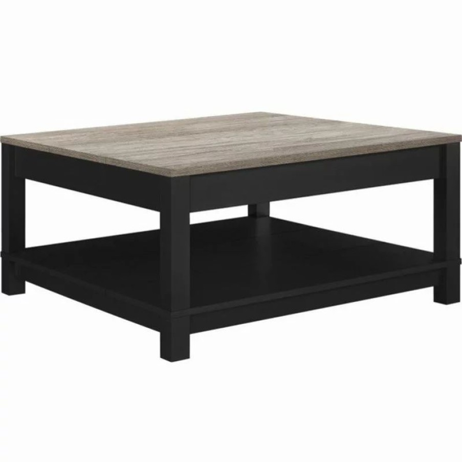 Coffee & Accent Tables * | Ameriwood Home Altra Furniture Carver Square Coffee Table In Black And Sonoma Oak