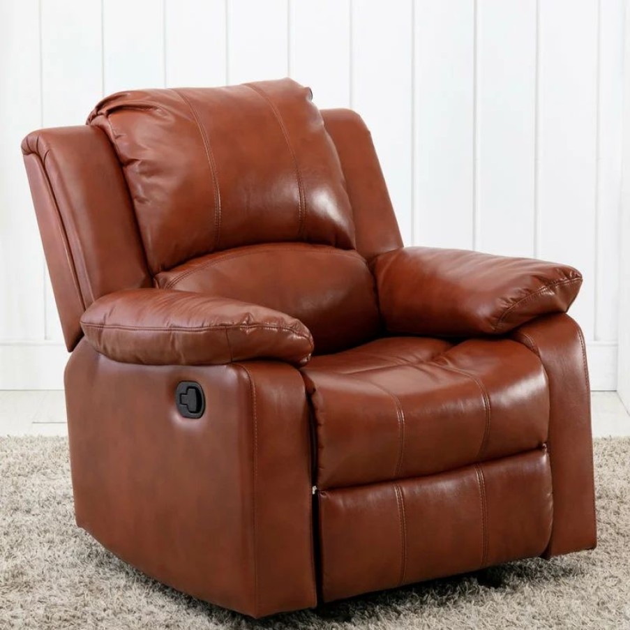 Chairs * | Comfort Pointe Clifton Caramel Leather Gel Recliner