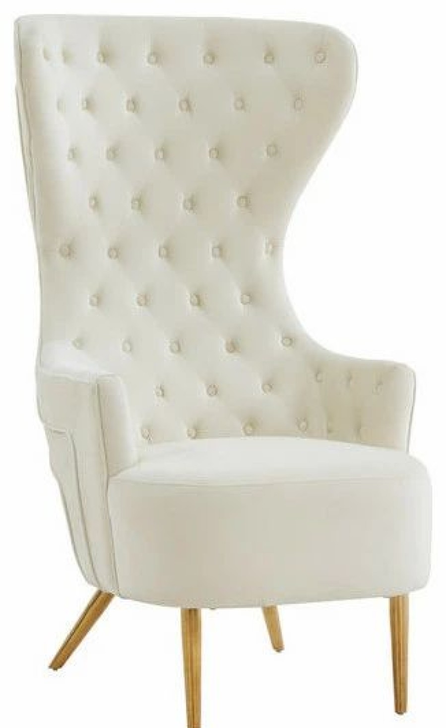 Chairs * | Tov Furniture Jezebel Cream Velvet Wingback Chair Cream