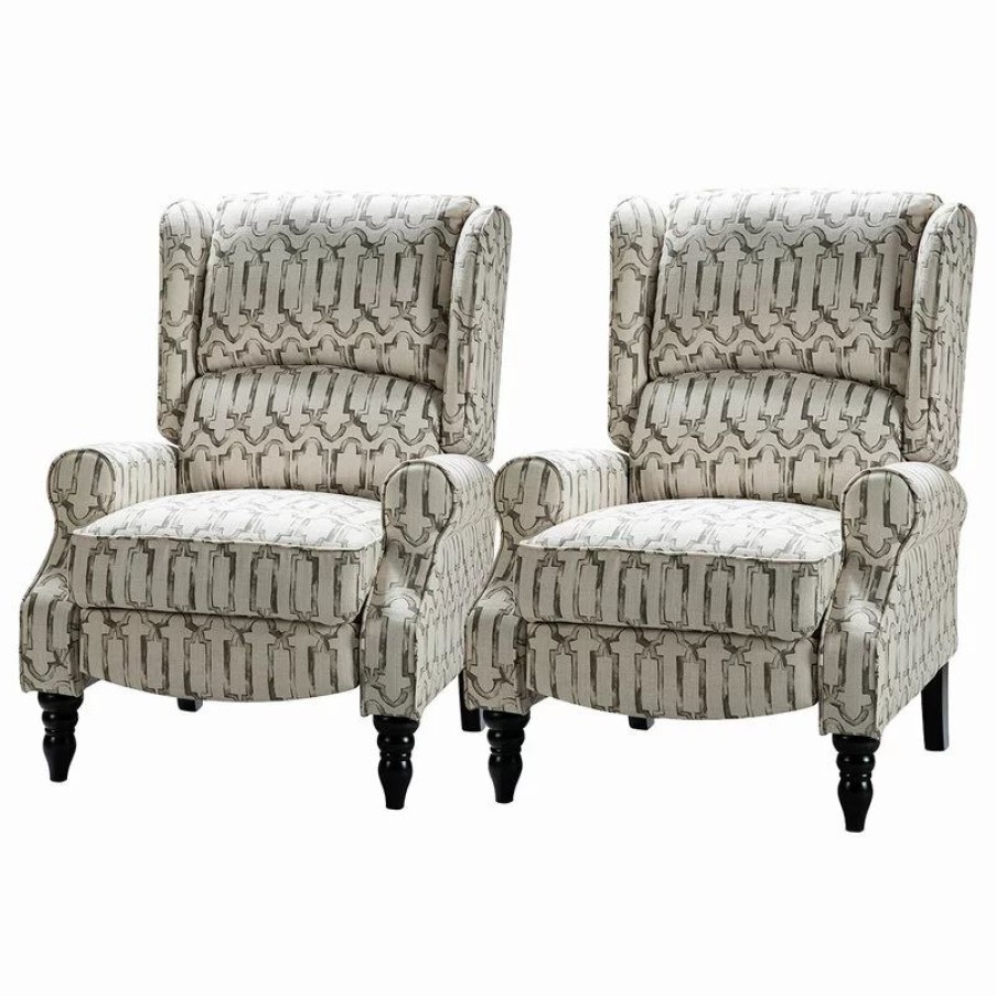 Chairs * | Karat Home Modern Manual Wingback Recliner Set Of 2, Chain Gray