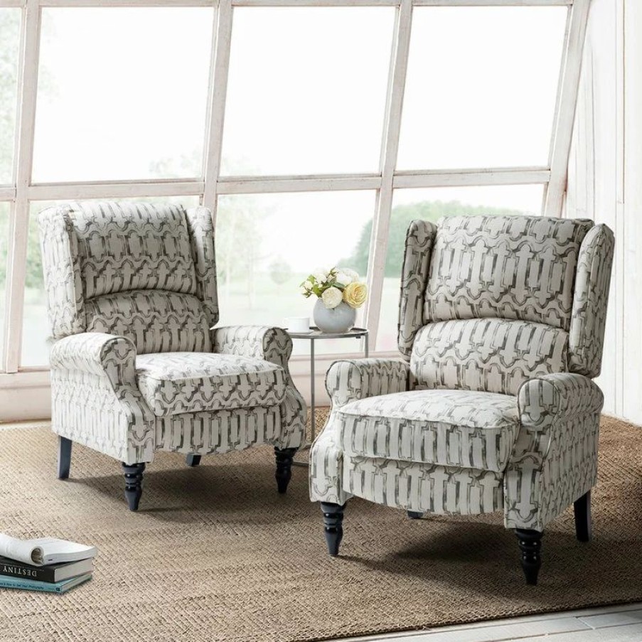 Chairs * | Karat Home Modern Manual Wingback Recliner Set Of 2, Chain Gray