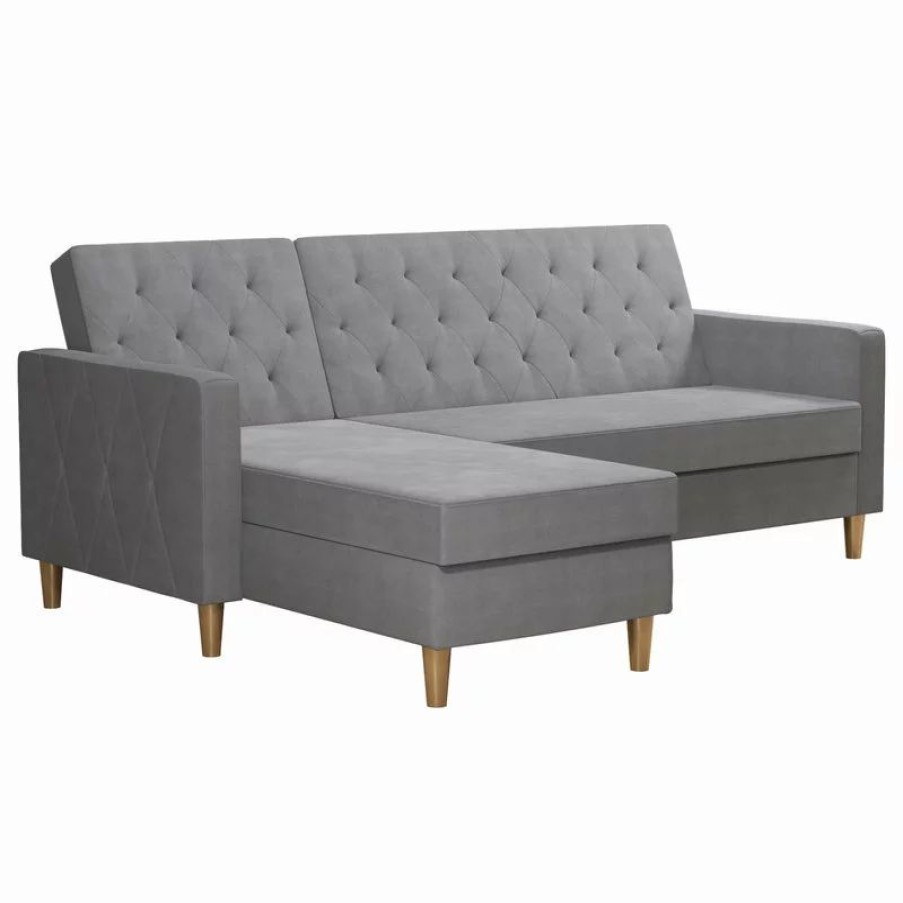 Sofas & Sectionals * | Brimfield & May Cosmoliving By Cosmopolitan Liberty Sectional/Futon, Light Gray Chenille